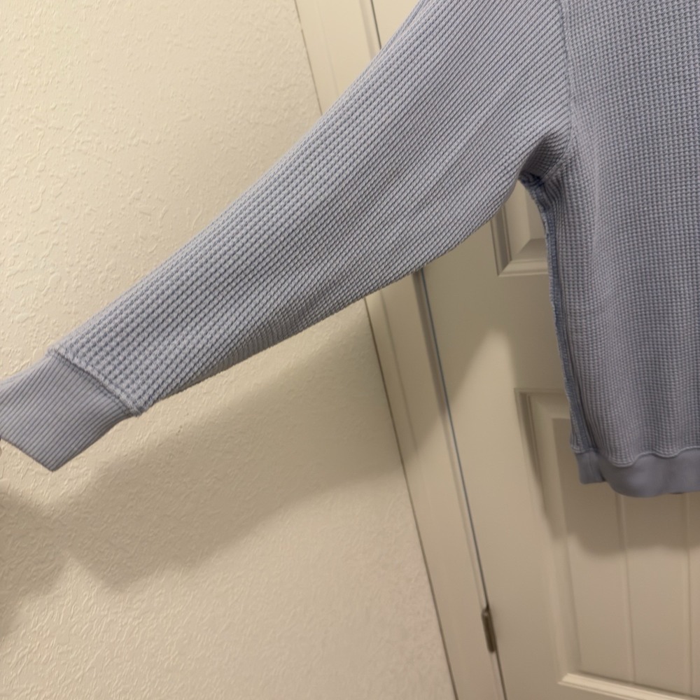 Aerie Womens Size S Blue Waffle Knit Crewneck Pullover Sweatshirt Relaxed - Picture 4 of 7
